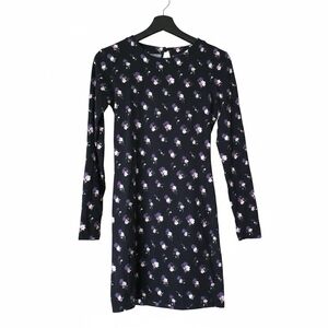 French Connection Long Sleeve Dress with Black and Purple Floral Design 6